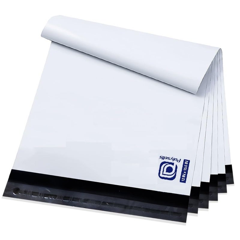 POLYSELLS 200 pcs 12x15.5 Inch White Poly Mailers Shipping Envelopes, Strong Adhesive Sealing, Waterproof, and Tear-resistant Postal Mailing Bags for Clothing, Books, and Accessories - Image 1